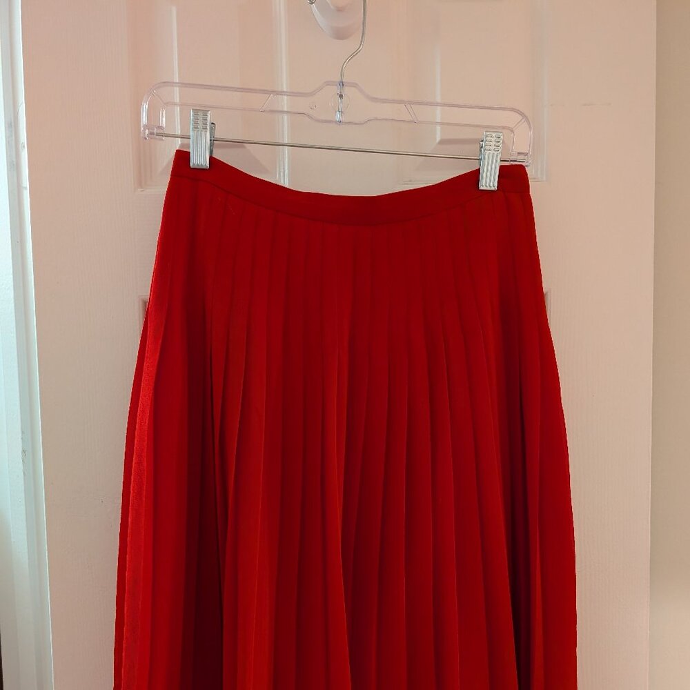 Pleated red chiffon skirt
